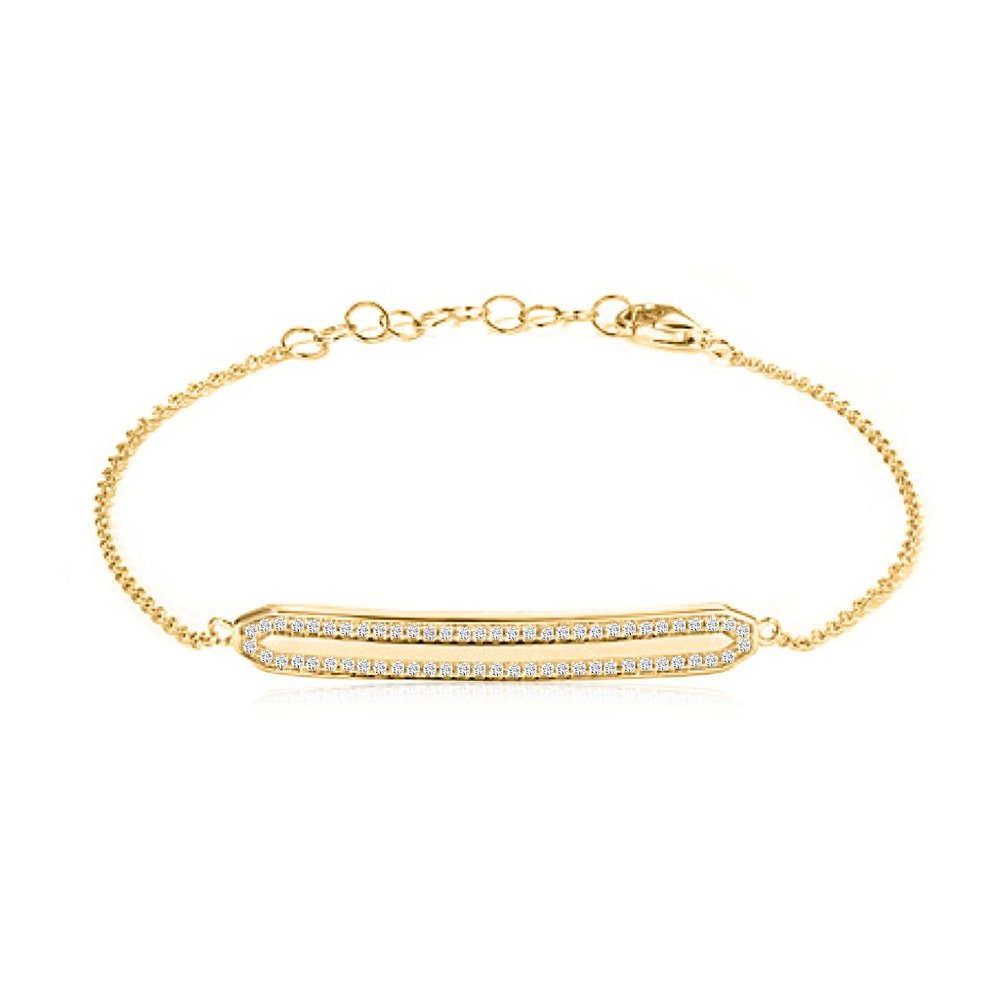 Double Line 14K (or 18k upon request) Yellow Gold Bar Diamond Bracelet